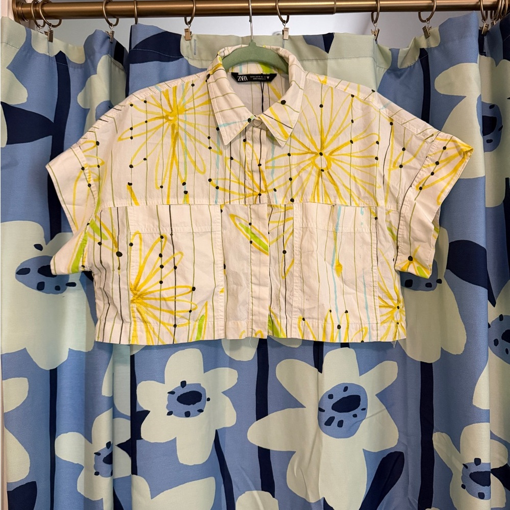 Cool Girl boxy electric cropped Zara button up